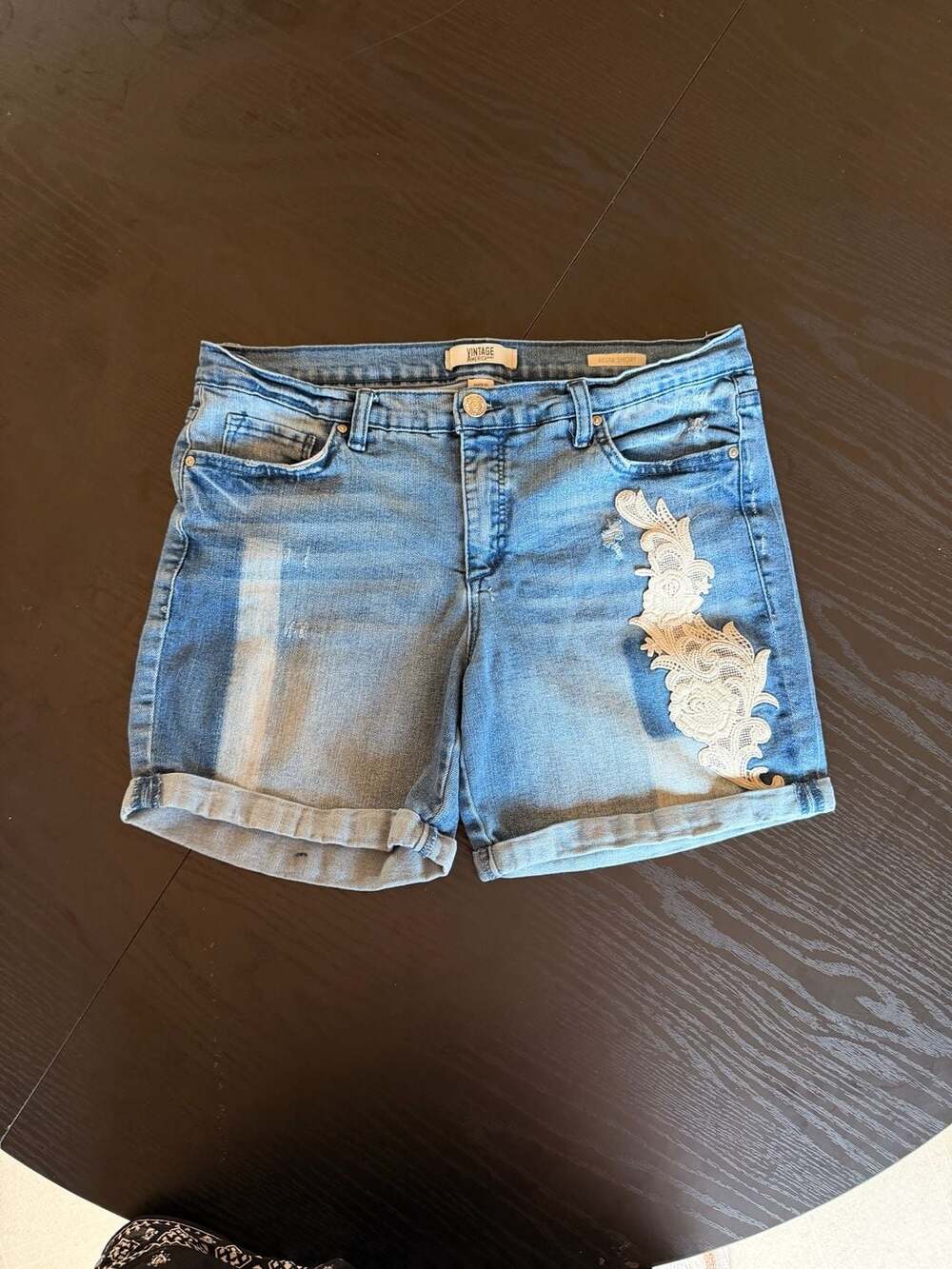 Vintage America Blues Bestie Short with Floral Lace Applique